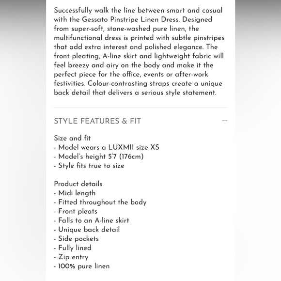 NWT LUXMII Gessato Linen Midi Dress Black Pinstripe - Picture 5 of 11